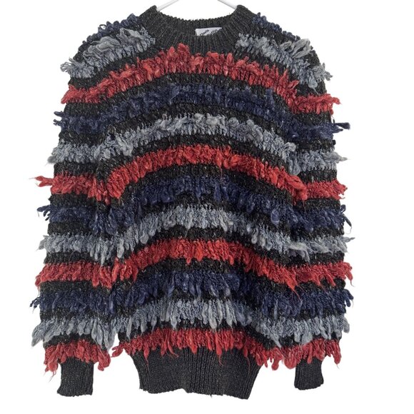 Clovis Ruffin Knit Sweaters - NWOT! Vintage Clovis Ruffin Knit Sweater Womens Gray Red Long Sleeve Size S